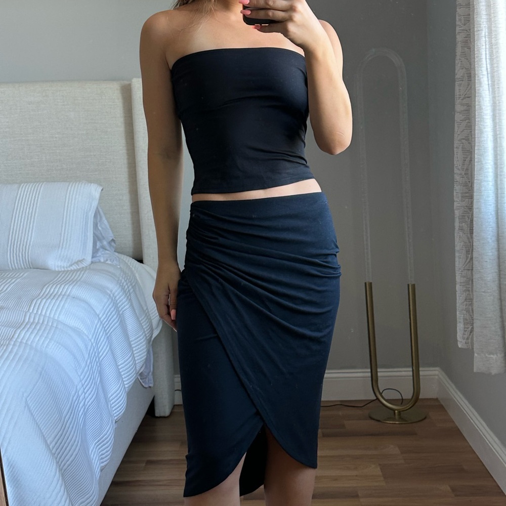 Open Edit Ruched Midi Skirt - Picture 3 of 7